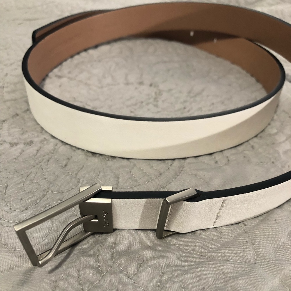 White leather belt